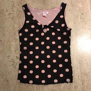 Y2K Xhilaration Black and Pink Polka Dot Chiffon Cami Blouse Size small